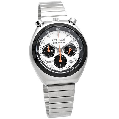 Pre-owned Citizen Bullhead White An3660-81adial Record Label Tsuno Chronograph Watch Men