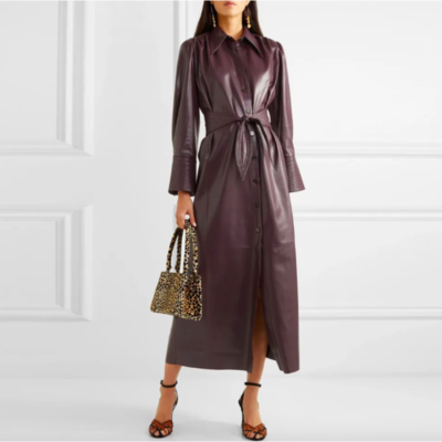 Nanushka Rosana Belted Vegan Leather Dress
