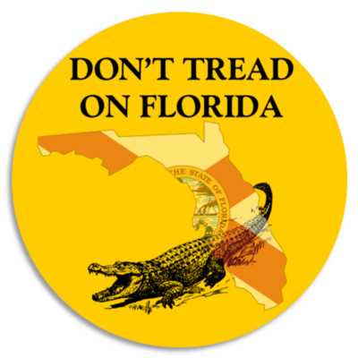 Don't Tread on Florida - Circle Sticker Decal 3 Inch - Gadsden Alligator