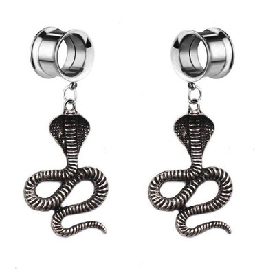 Pair Dangling Winding Snake Ear Gauges Plugs Ear Tunnels Body Jewelry Piercings