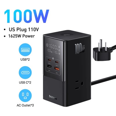 Baseus 100W Fast USB Charger 6 in 1 Power Strip Desktop Charging Station