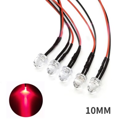 Small LED Light Clear Bulb Round Top Indicator PCB Attached Pre-Wired 5V-12V DC
