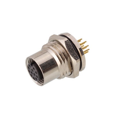 M12 Sensor Connector 2 3 4 5 6 8 12 Pin Panel Straight / Angled PCB Mount Socket