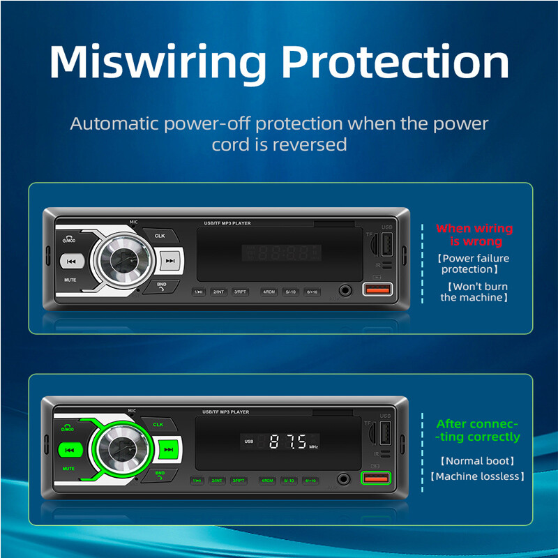 1DIN Car Radio Wireless Stereo Sound System MP3 Player Remote Control BT USB TF