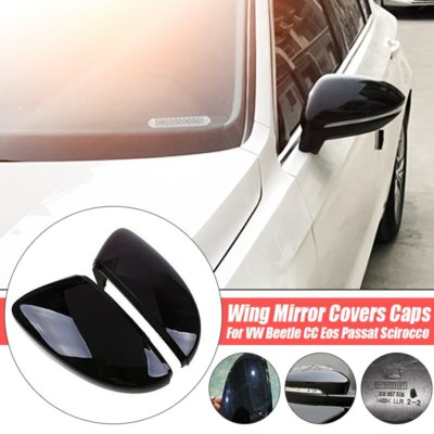 2Pcs Side Rearview Mirror Cover Cap For VW Beetle CC Eos Passat Jetta Scirocco