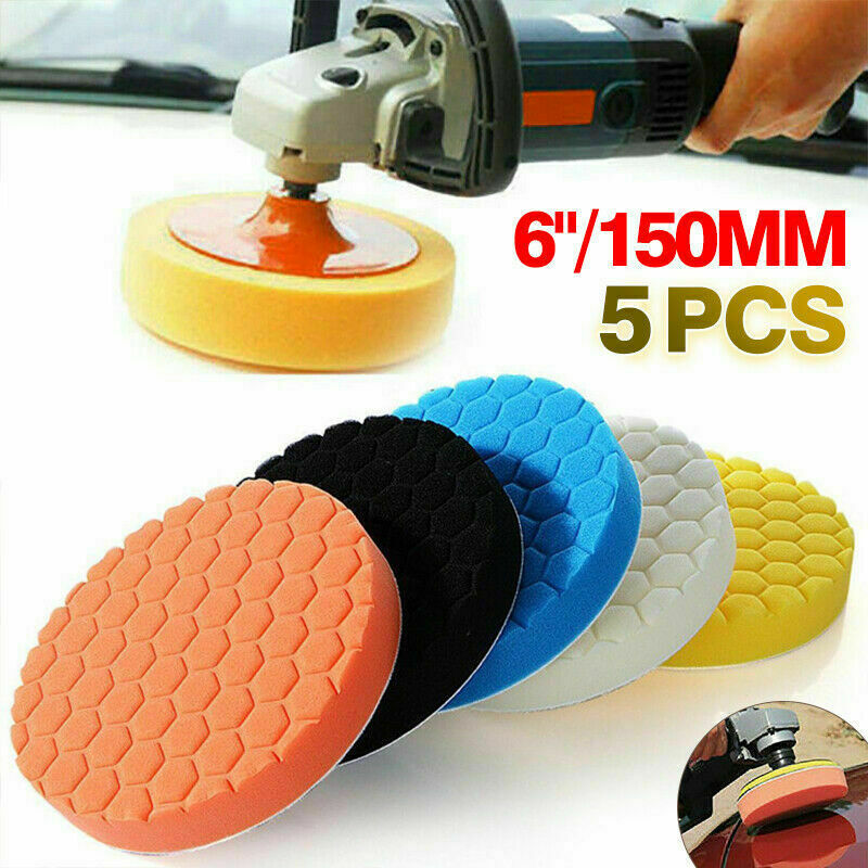5pcs 6 Inch Buffing Sponge Polishing Pad Kit Waxing For Car Auto