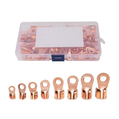 90PCS Open-Barrel-Crimp-Kupferring-Anschlussklemmen-Steckverbindersortiment-Kit