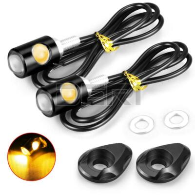 2X Universal Mini LED Motorcycle Turn Signal Indicator Amber Blinker Light Lamp