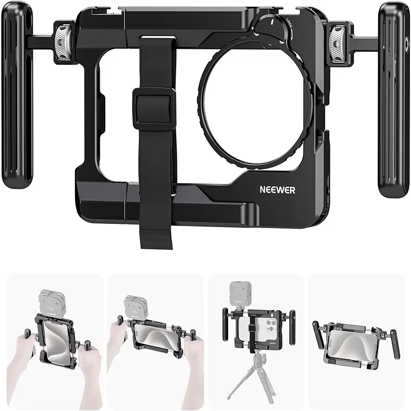 Neewer PA017 Universal Phone Lens Clamp w/17mm-37/58mm Filter Adapter & Tripod M