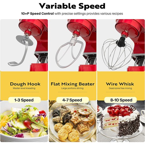 6 in 1 8.5Qt Stand Mixer 10-Speed Meat Grinder Juice Blender Pasta Maker Slicer 