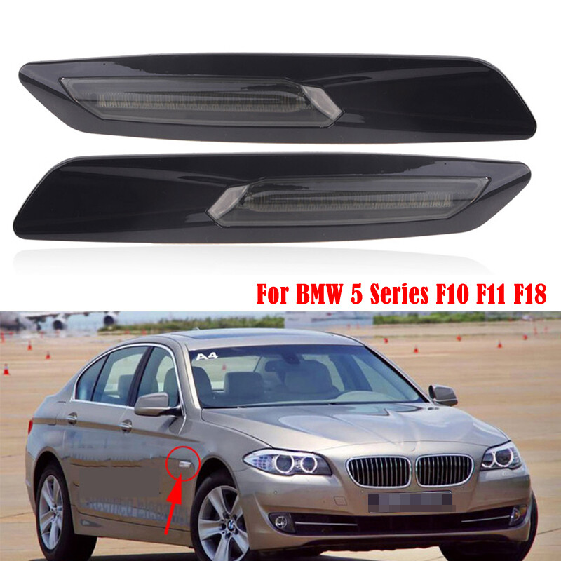Smoke Black Trim Fender Side Marker Light Lamp For 2011~2016 BMW F10 5 Series