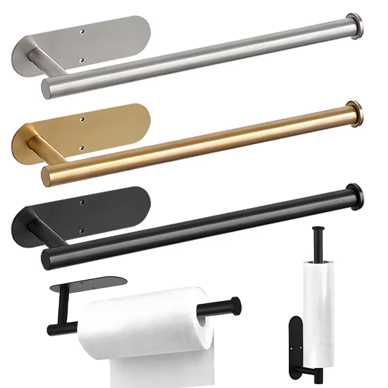 Toilet Paper Holder No Drill Stainless Steel Wall Mount Bathroom Kitchen RV