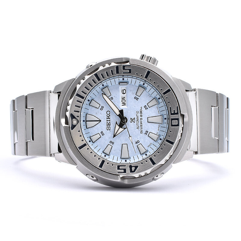 Pre-owned Seiko Prospex Sbdy053 Baby Tuna Mechanical Automatic Watch Ice Blue Dial 48mm