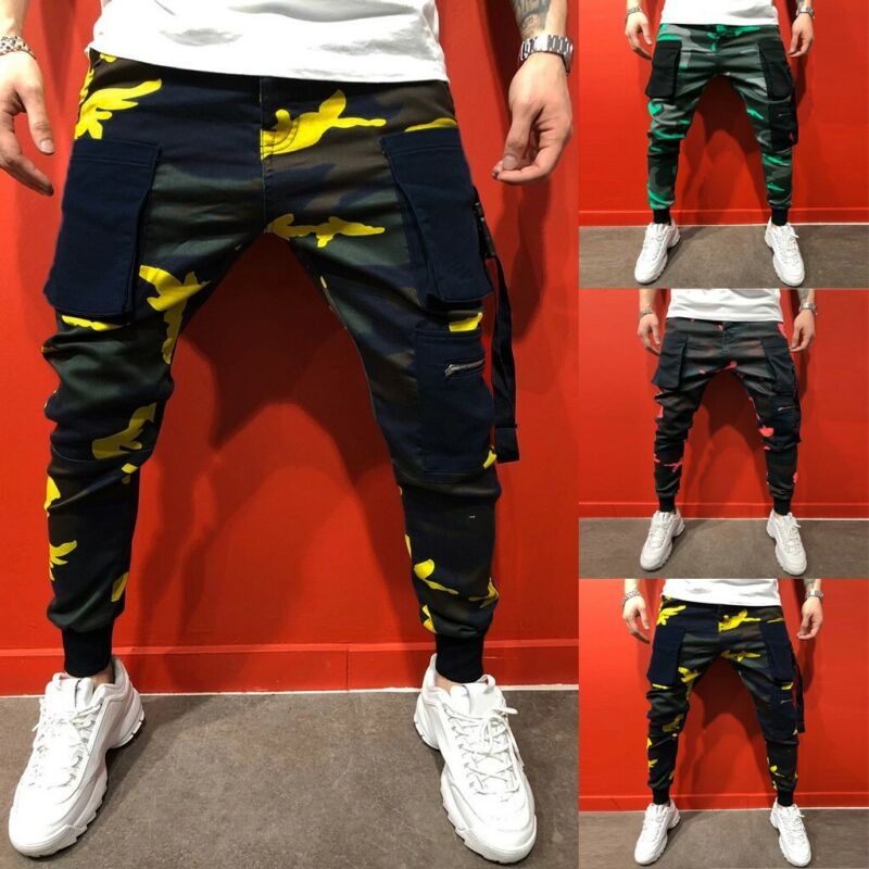 Fashion Men Casual Outdoor Pocket Camouflage Sport Overall Trousers Long Pants