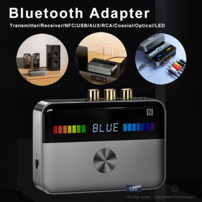Bluetooth 5.3 Transmitter Receiver USB NFC AUX RCA Coaxial Optical Adapter RGB