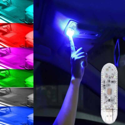 1pc LED Touch Light USB Charging Car Lighting Ambient Lamp With Strobe Mode,