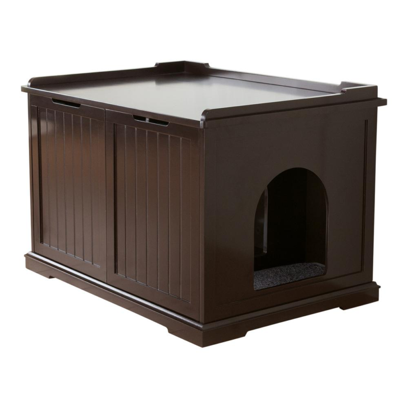 Wooden Pet Cat House XL Indoor And Litter Box Concealer With Wide Door Opening
