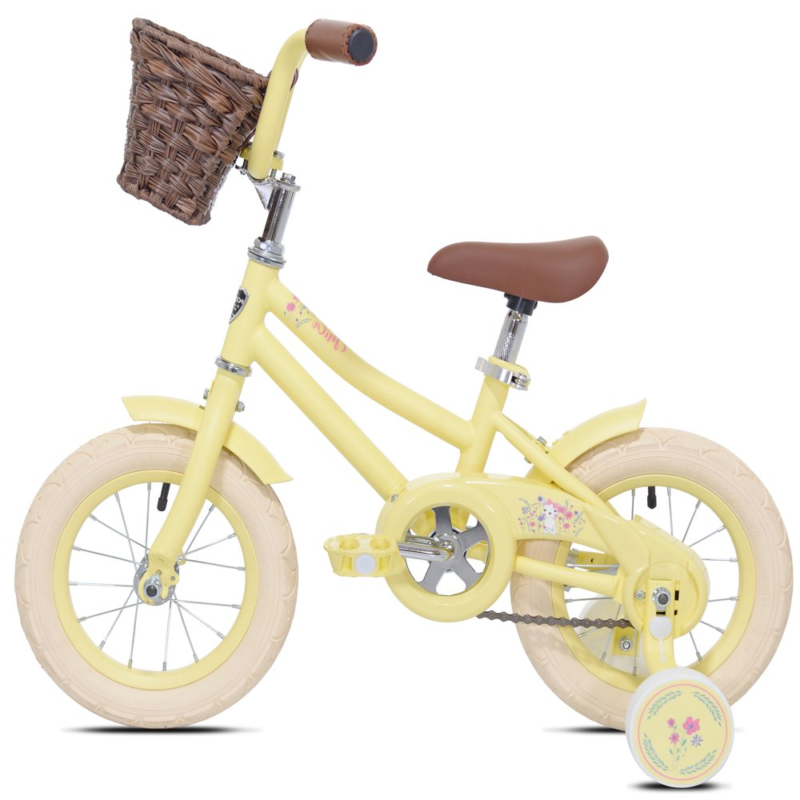 GIRLS TRAINING BIKE12-Inch Wheels with Basket Yellow/Pink