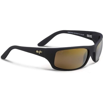 Pre-owned Maui Jim Unisex Polarized Wrap Sunglasses, Large In Black