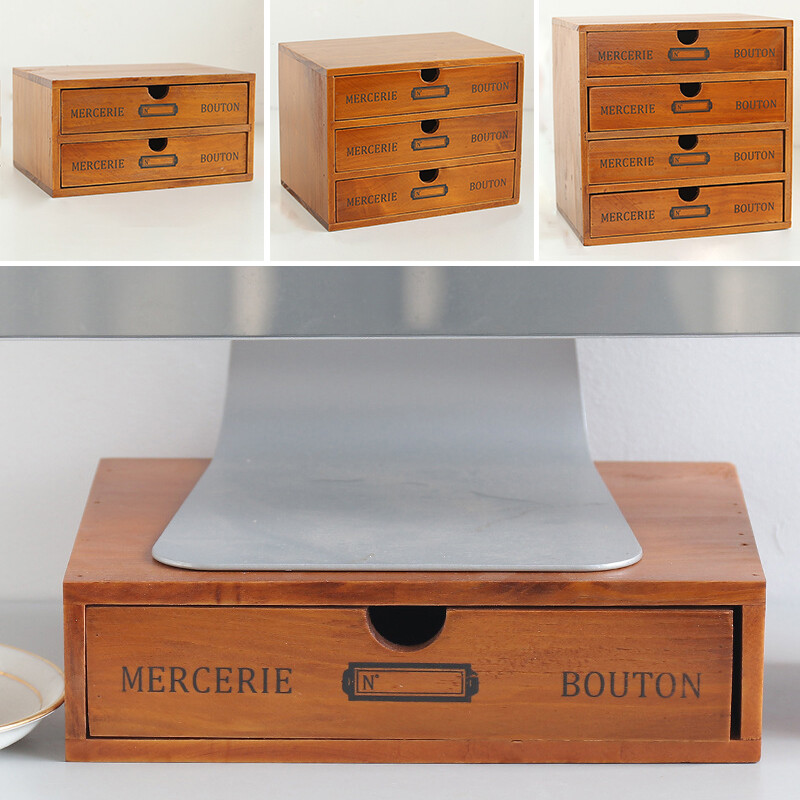 Vintage Holz Desktop-Aufbewahrungsbox Holz Schublade Tisch Organizer