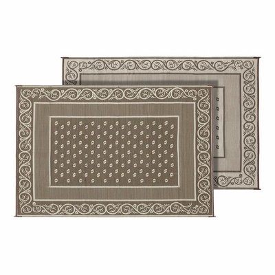Faulkner 48700 Patio Mat; Vineyard Design; 12 Foot Length x 9 Foot Width; Beige;
