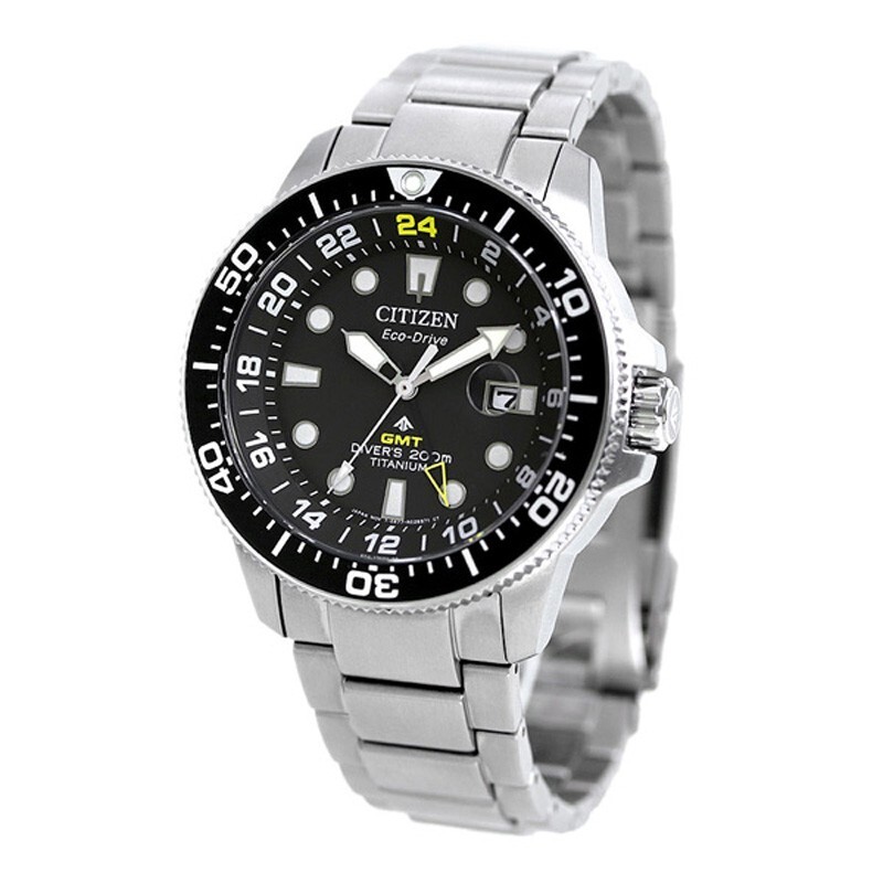 Pre-owned Citizen Promaster Marine Bj7110-89e Eco-drive Gmt Diver 200m Titanium Men Watch