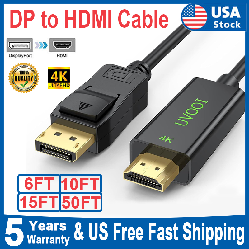 4K Display Port DP to HDMI Cable Adapter for Lenovo HP ASUS Dell 50FT 10FT 6FT