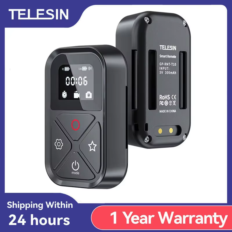 TELESIN 80M T10 Bluetooth Remote Control For Hero 12 11 10 9 8 Max With Wrist S