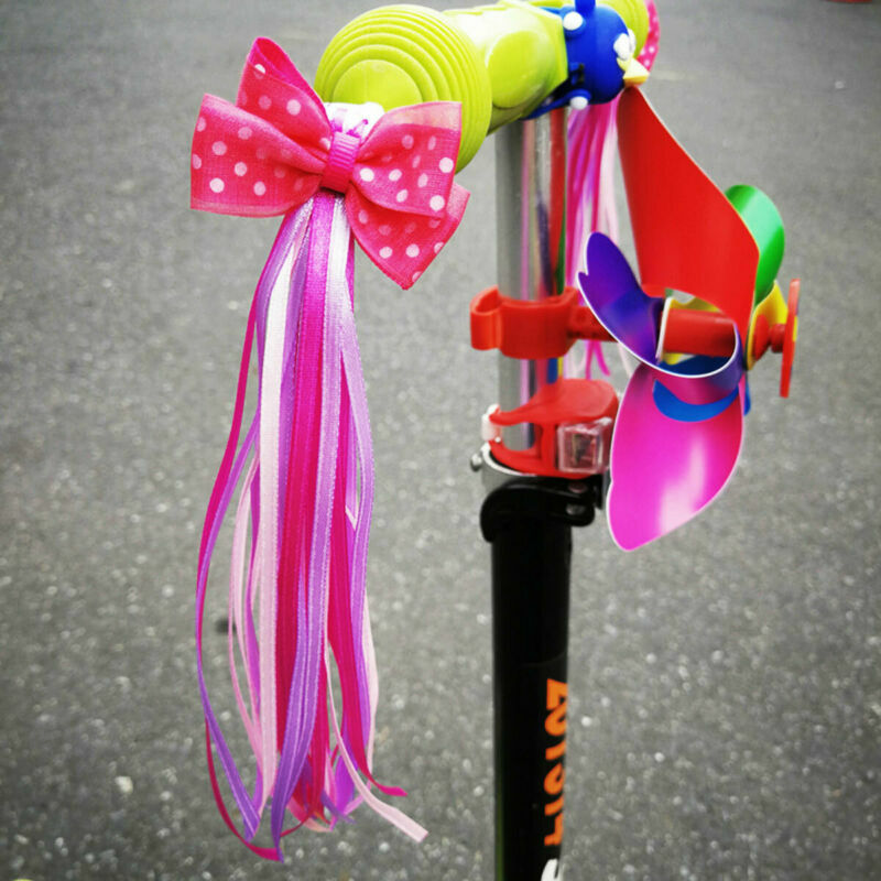 ABSOAR Cycling Colorful Bike Streamers Girls Kids Boys Bicycle Tassel Ribbon Handlebar Scooter Streamers 2 Pairs 18 Bands