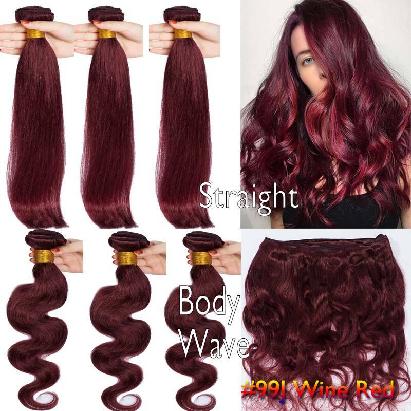 7A Brazilian Virgin Human Hair Weave Weft Straight Body Wave 3 Bundles Color RB