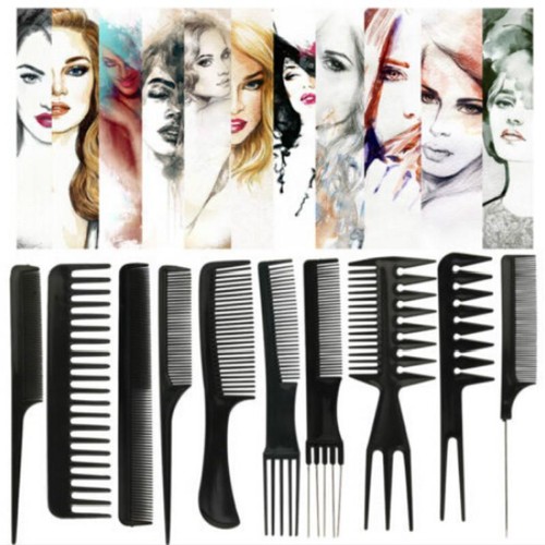 Men Women Barbers Comb Set Assorted Black Hair Styling