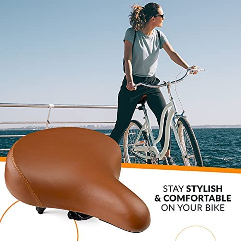 Cruiser Bike Seat Extra Wide Comfortable Bicycle Saddle for Men Women Elastomer
