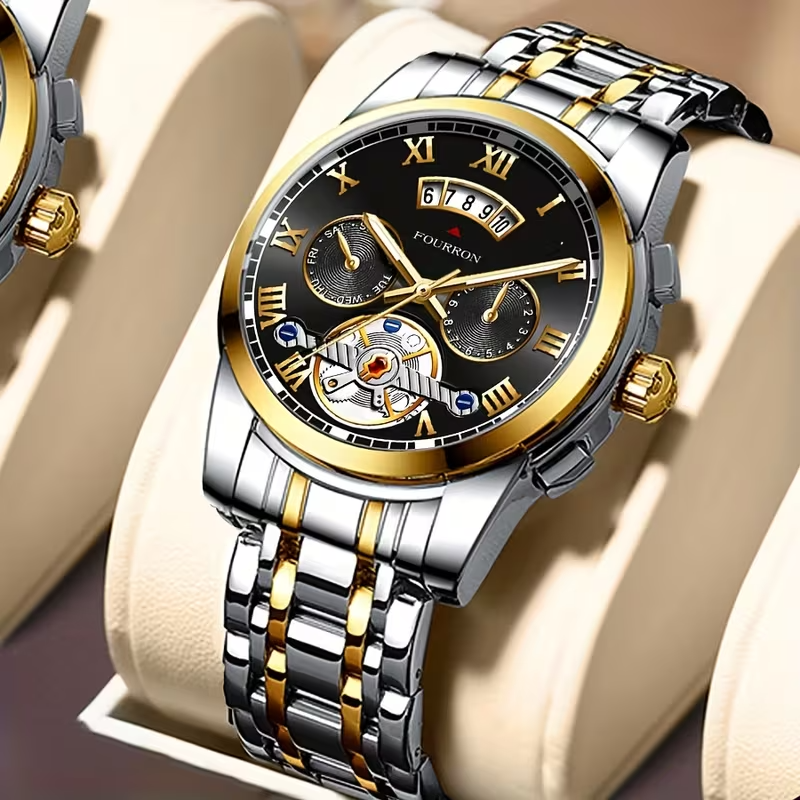 1pc Elegant Men's Stainless Steel Quartz Watch with Date Calendar, Luminous Hand