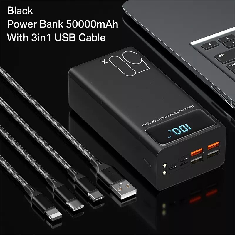 Powerbank 50000mah Portable Charger + USB Cable External Battery For All Phones