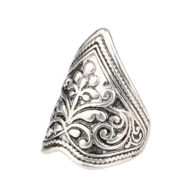 Boho 925 Sterling Silver Gypsy Ethnic Retro Vintage Tibetan Tibet Ring Size 8