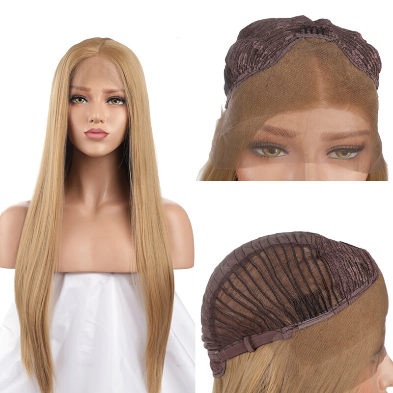 Fashion Women S Long Silky Straight Blonde Lace Front Wigs With