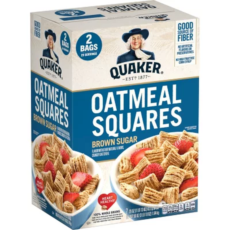 Quaker Oatmeal Squares, Brown Sugar (29 Oz., 2 Pk.) EXP OCT 2023