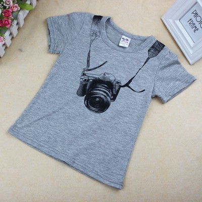 Children Boy Kids Camera Short Sleeve Tops O Neck Tees T Shirt Clothes Summer 