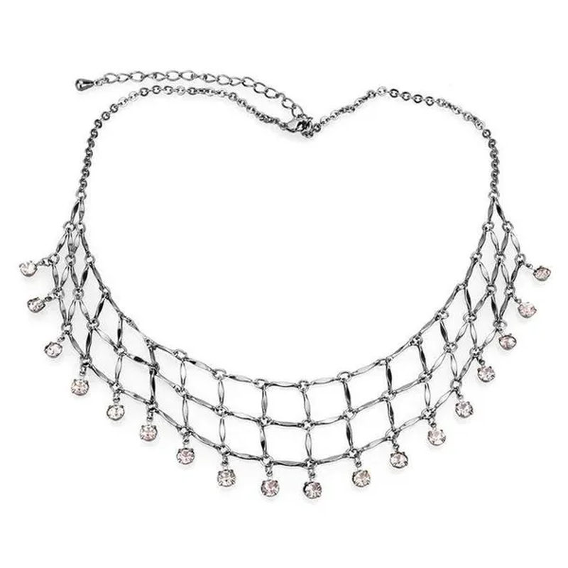 Women Ruthenium White Metal Necklace with Top Grade Crystal in Light Amethyst - 16 In.