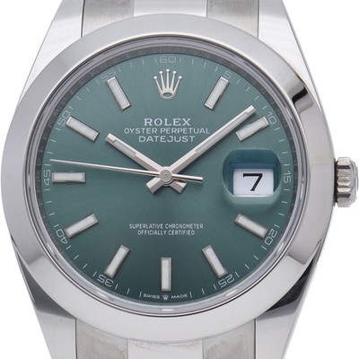ROLEX Datejust 41 men's watch oyster mint green 126300 (Runtime) Box Warrant...