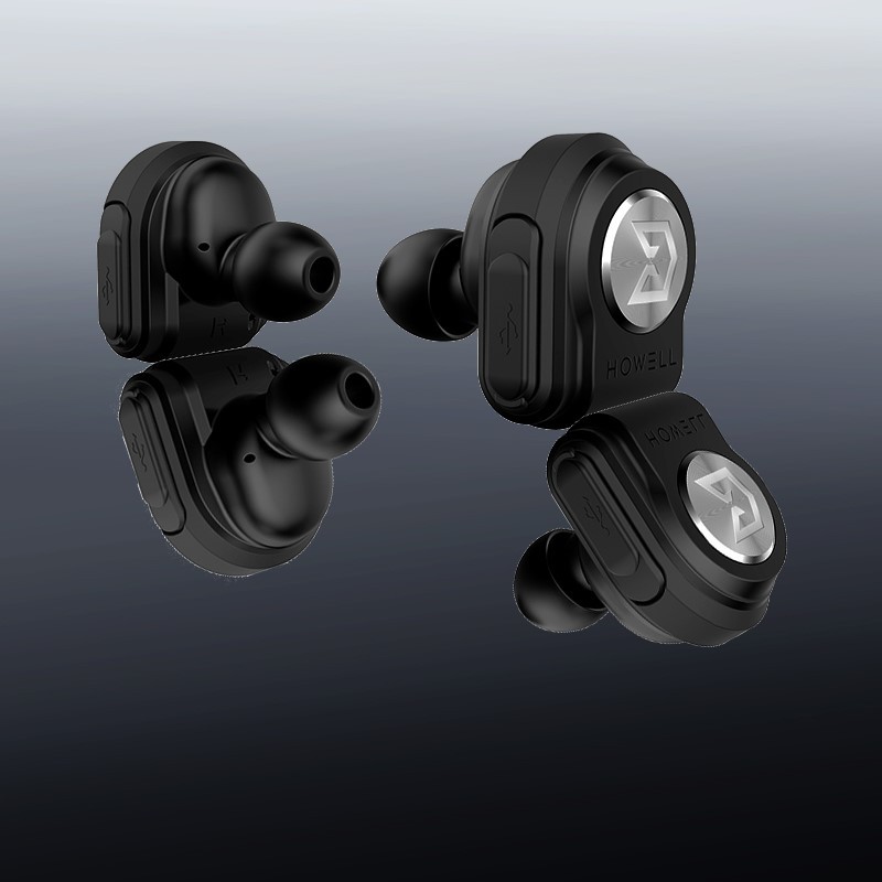 Howell Pure Wireless Earbud Headphones with Portable ChargerBlack