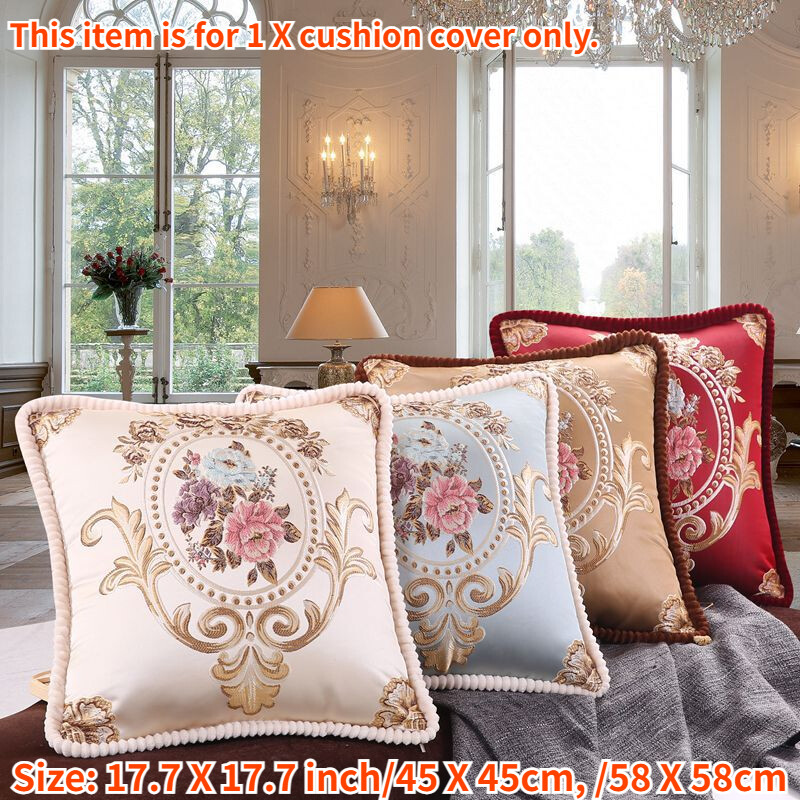 1PCS Floral Embroidery Sofa Pillow Case Cushion Cover Baroque Style Home Decor