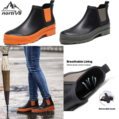NORTIV 8 Women Rain Boots Waterproof Rubber Anti Slip Ladies Chelsea Booties