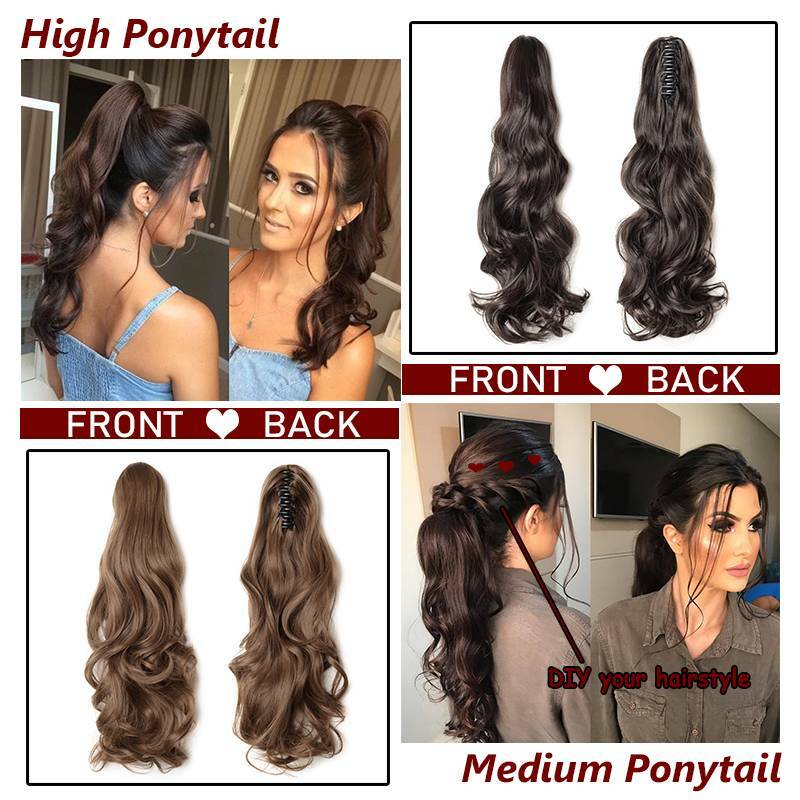Real Thick Hair Claw On Ponytail Hair Extension Piece Clip In Pony Tail as Human