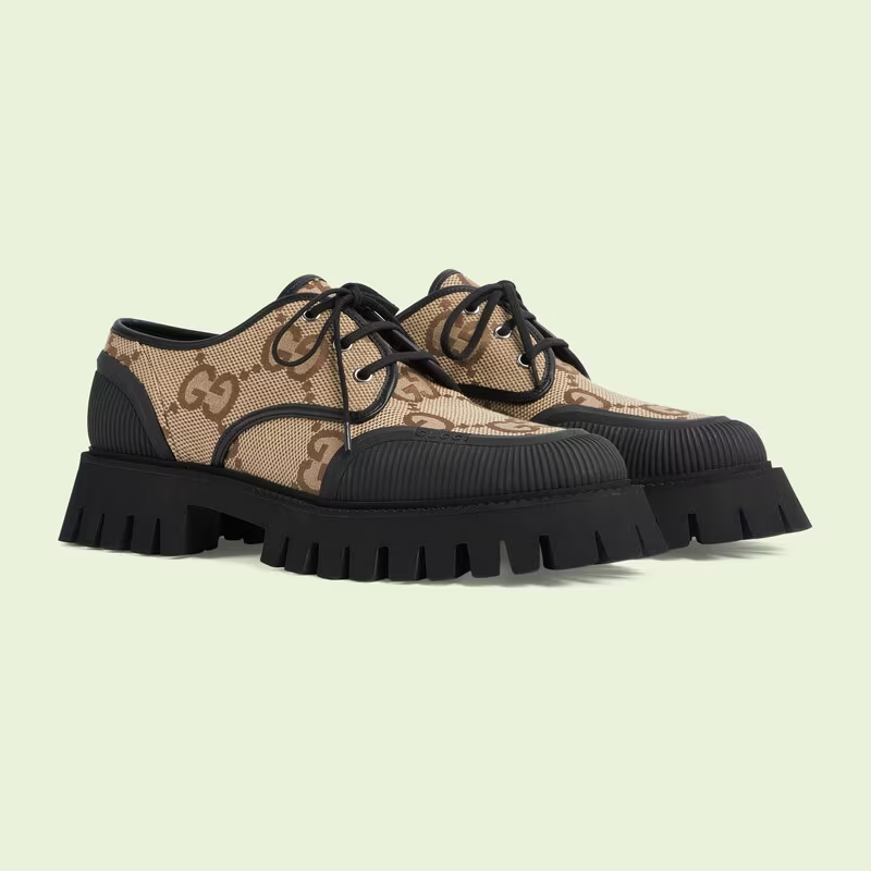 Gucci Z3402 Mens Ebony Maxi GG Supreme Canvas Lace-up Shoes