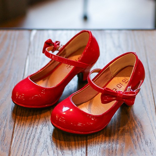 New Cute Children Girls Dress Shoes Kids Princess High Heeled Shoes Size 9 2