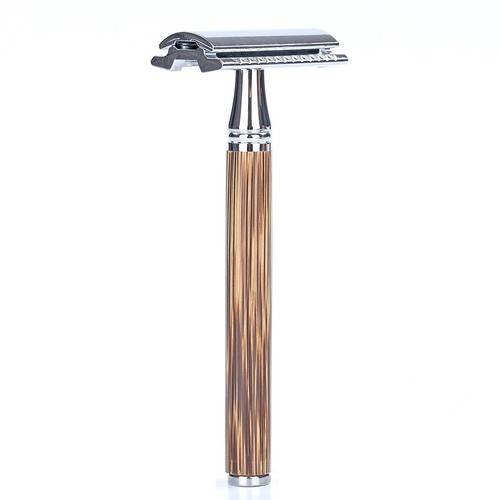 Long Natural Bamboo Handle Double Edge Safety Razor