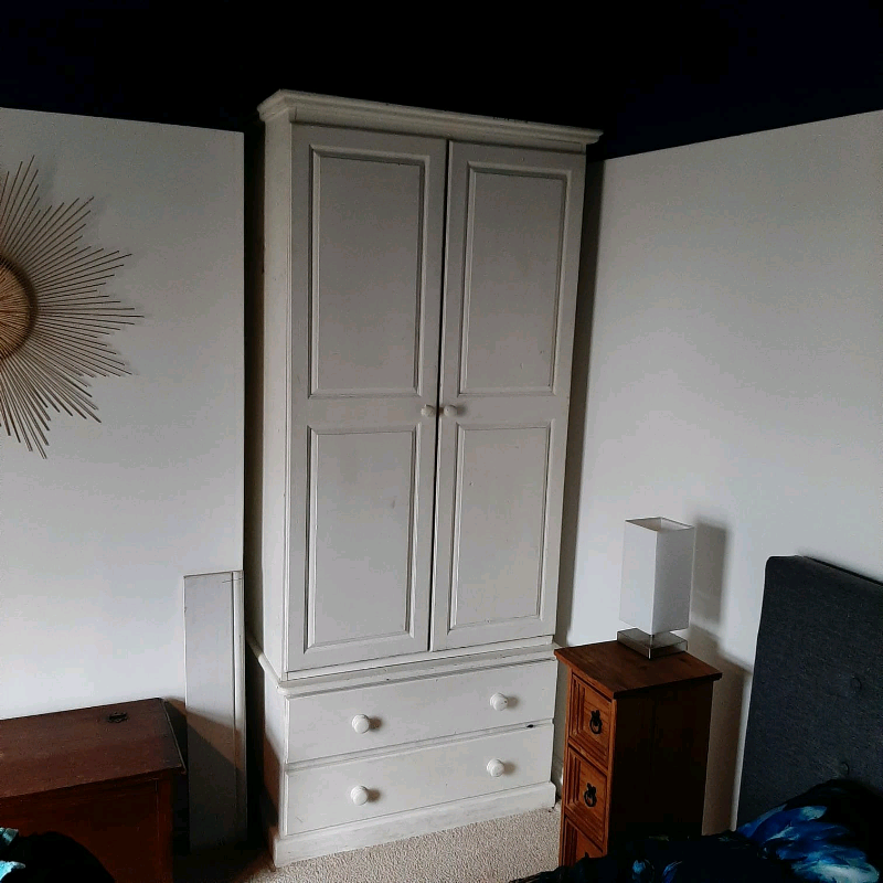 Painted pine wardrobe. Solid wood. White. | in Coalville, Leicestershire | Gumtree