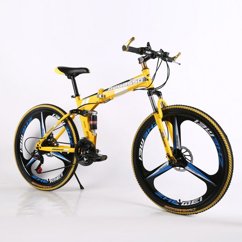 21 Speed Mountain Bike 24 26 inch carbon steel folding bike double disc brake