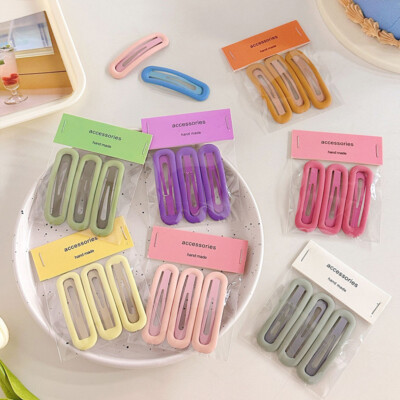 3pcs Snap Hair Clips for Hair Clip Pins BB Hairpin Candy Color Metal Barrettes